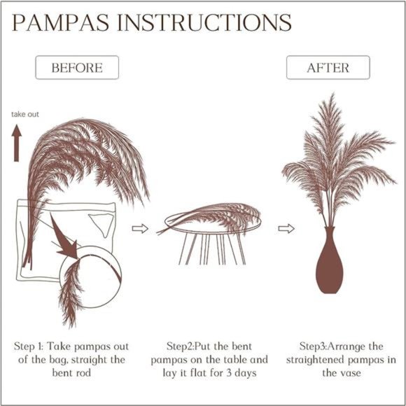 7-Pcs 38"/3.1FT Faux Pampas Grass Tall Fluffy Artificial Fake Flower Boho Decor - Picture 3 of 7